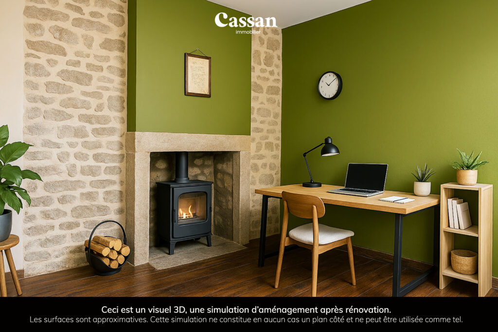 Visuel 3D bureau maison à vendre Saint-Julien-le-Pelèrin Cassan immobilier agence Immobilière