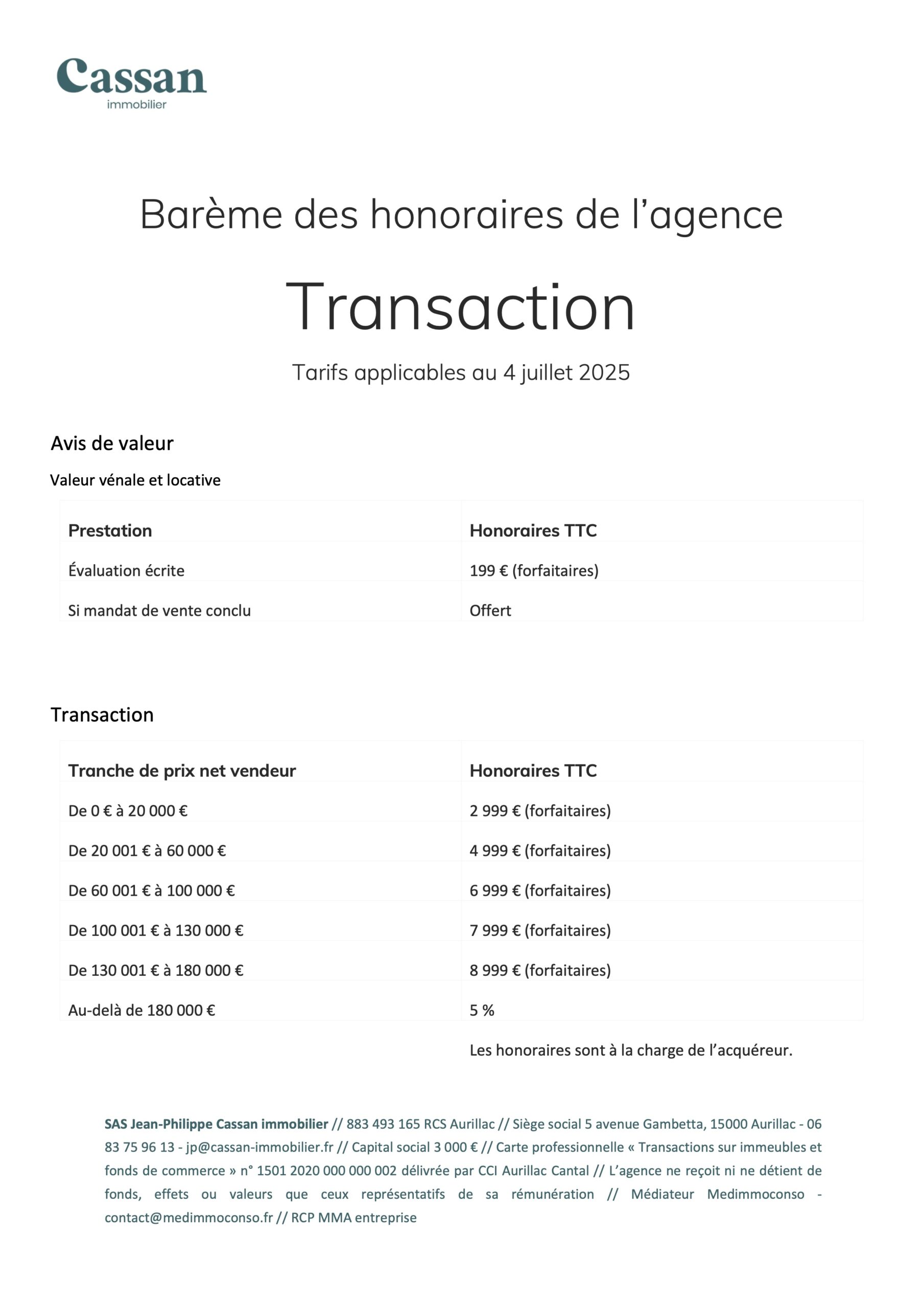 honoraires